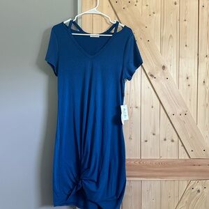 Blue v neck tshirt dress